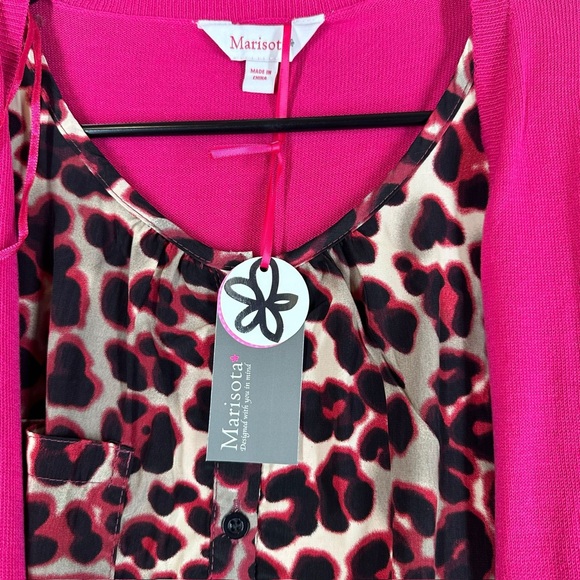Marisota NWT Women’s Hot Pink Cardigan Leopard Tank Set US 8 10 Office Career - Picture 9 of 13